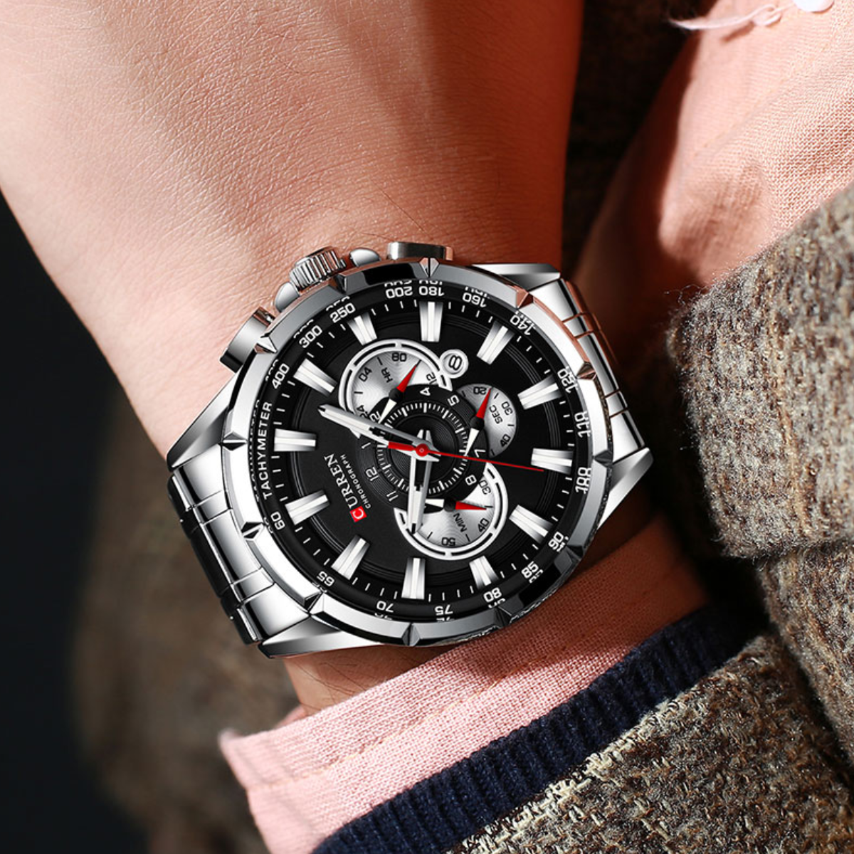 RELOJ CURREN 8363 CRONOGRAPH PLATEADO
