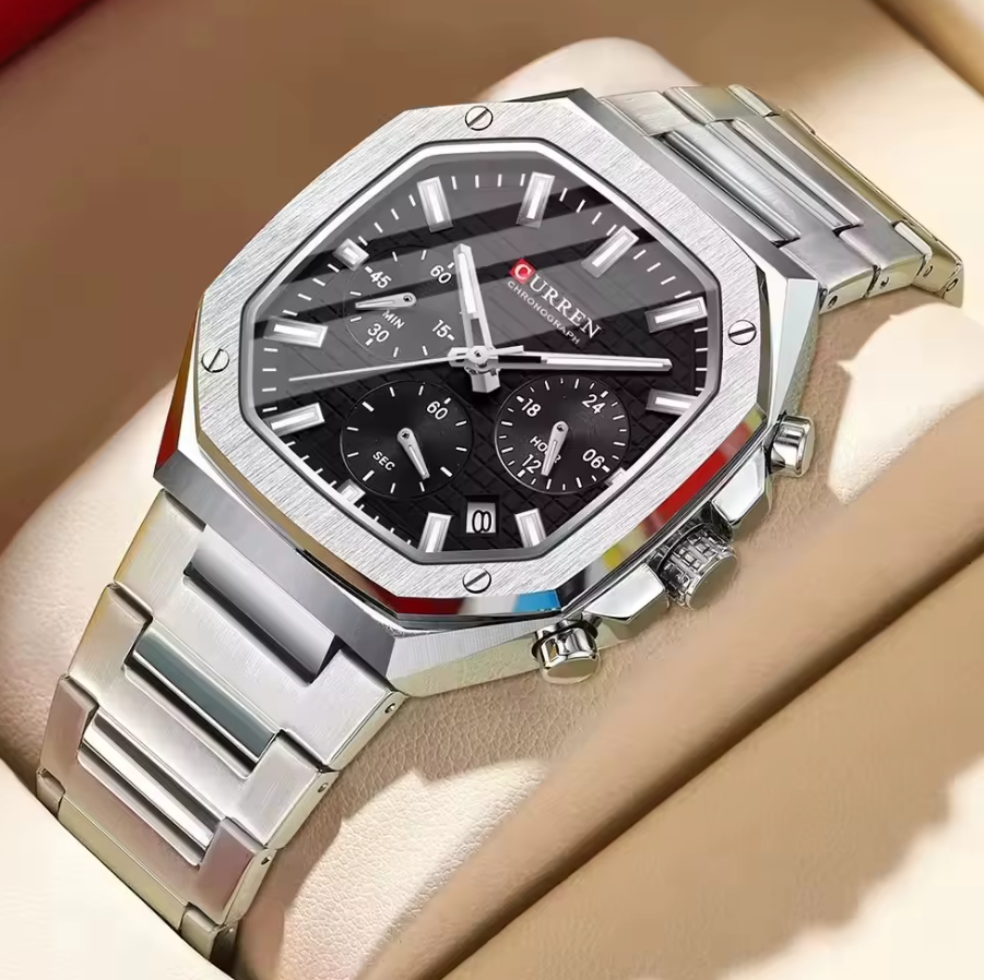 RELOJ CURREN 8459 CRONOGRAPH PLATEADO