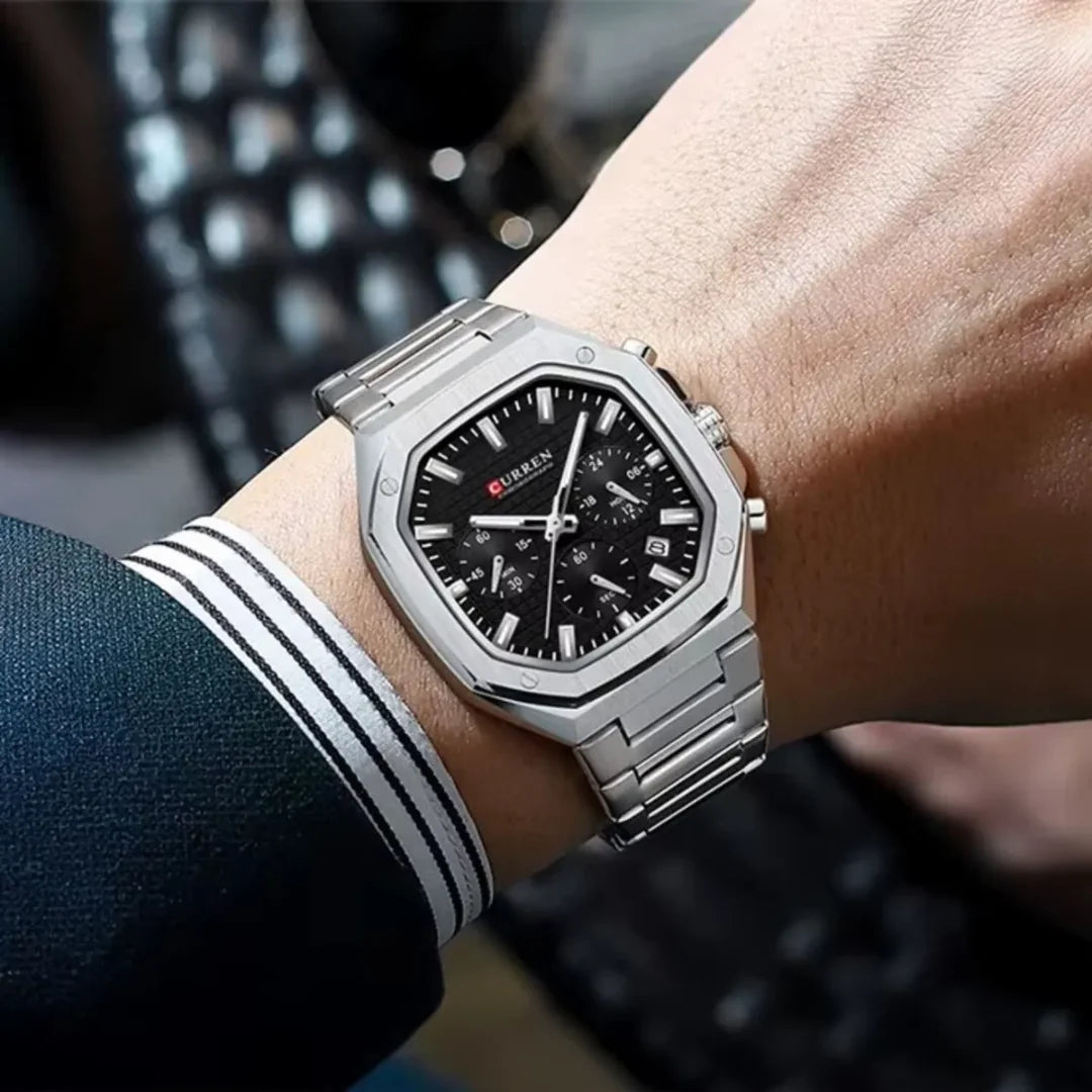RELOJ CURREN 8459 CRONOGRAPH PLATEADO